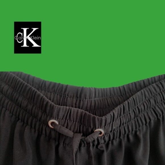 Calvin Klein NEW Bohemian Drawstring Flare Leg Relaxed Semi-Sheer Chiffon Pant L - Picture 7 of 12